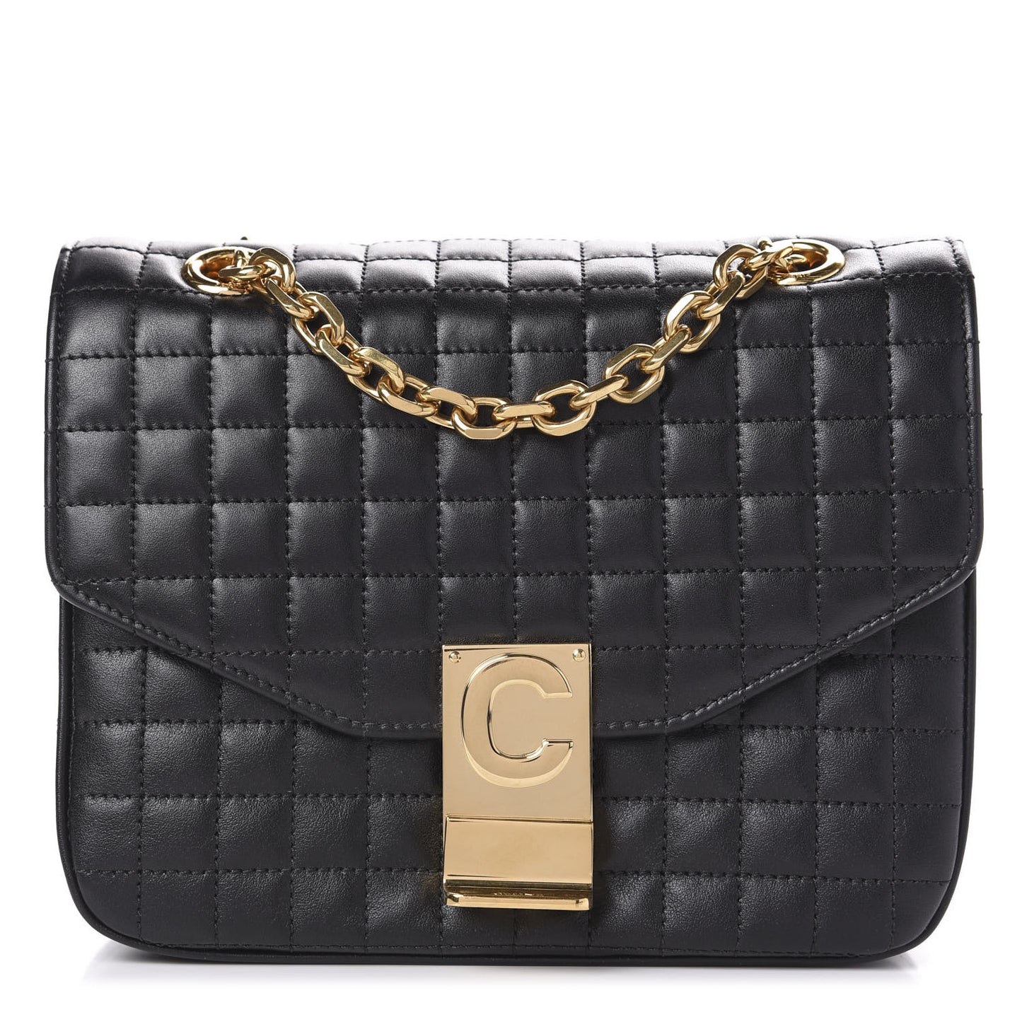 Calfskin Quilted Small C Bag Black