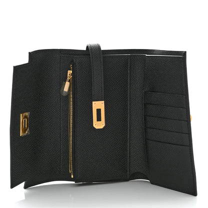 Hermes Epsom Medium Kelly Wallet Black 10 of 12