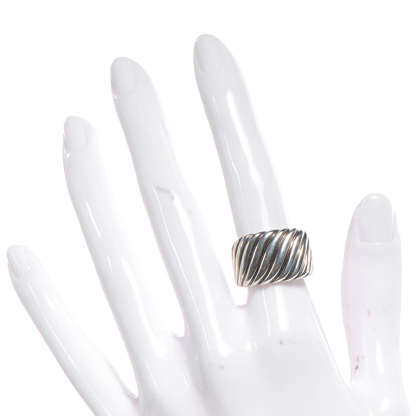Sterling Silver 18k Gold Sculpted Cable Ring 6