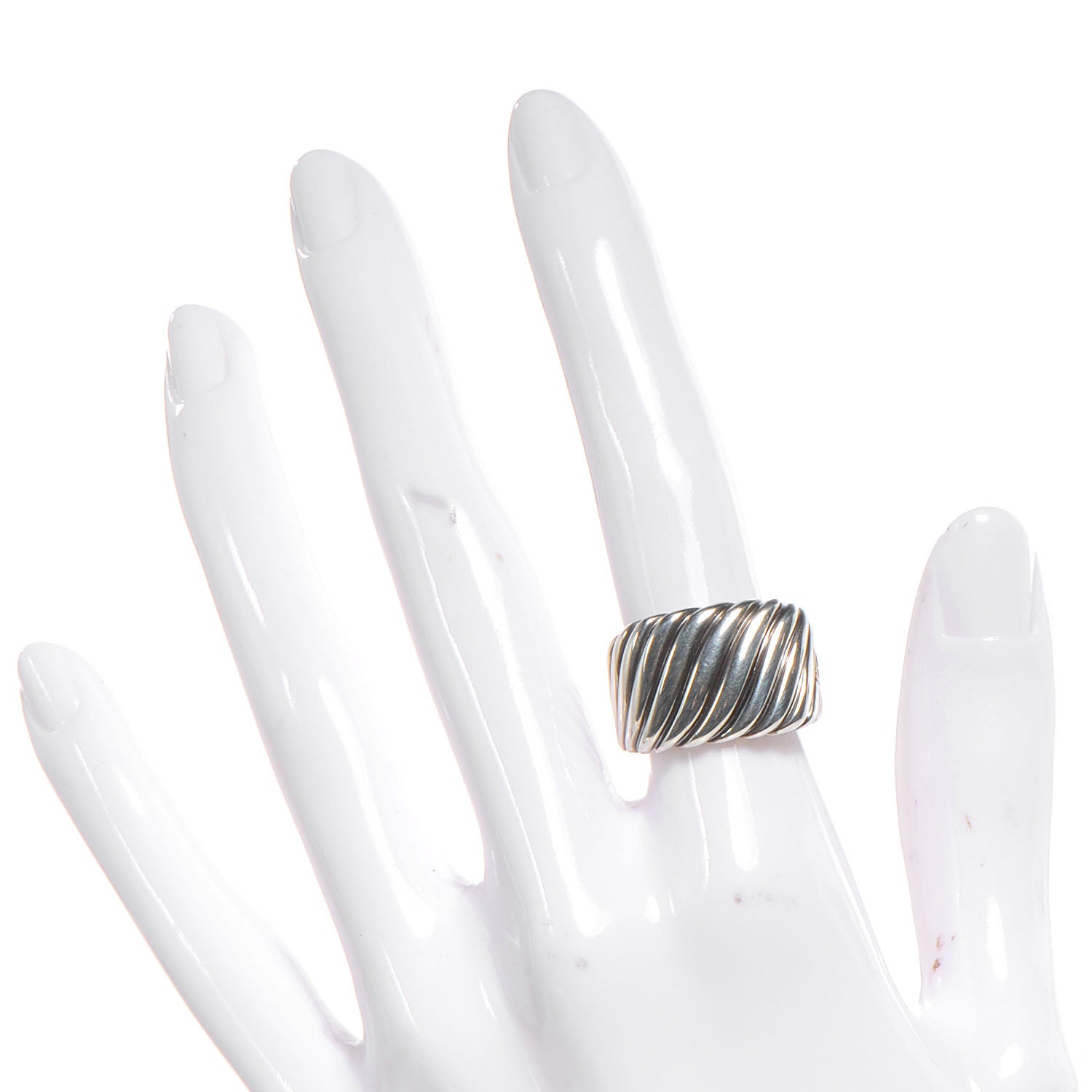 David Yurman Sterling Silver 18k Gold Sculpted Cable Ring 6 2 of 6