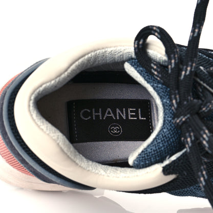 Chanel Nylon Calfskin Suede Womens CC Sneakers 37.5 Grey Pink 8 of 10