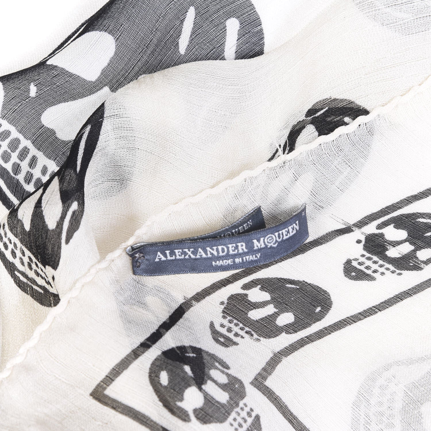 Alexander McQueen Silk Chiffon Skull Scarf Ivory Black 8 of 8