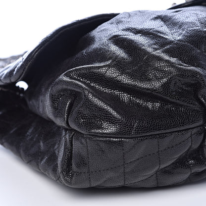 Chanel Crumpled Caviar Quilted Maxi Elastic Flap Black 8 of 14