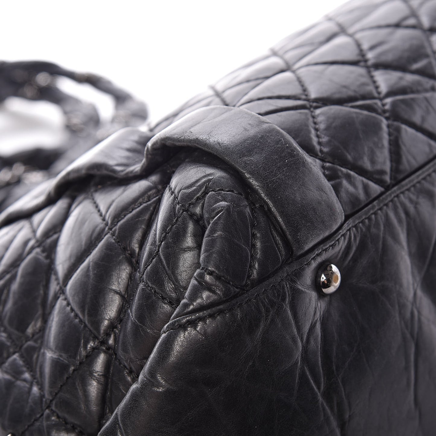 Aged Calfskin Vintage Ligne Lady Braid Tote Black