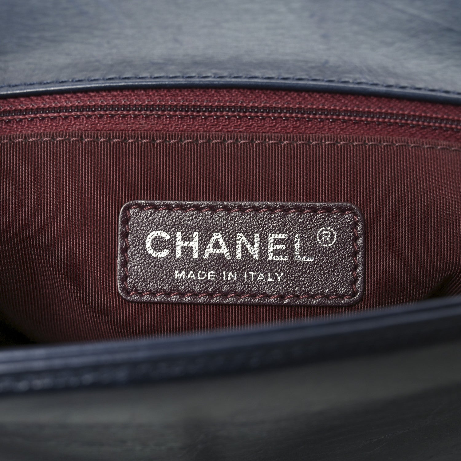 Chanel Glazed Calfskin Quilted New Medium Boy Chained Flap Navy 6 of 10