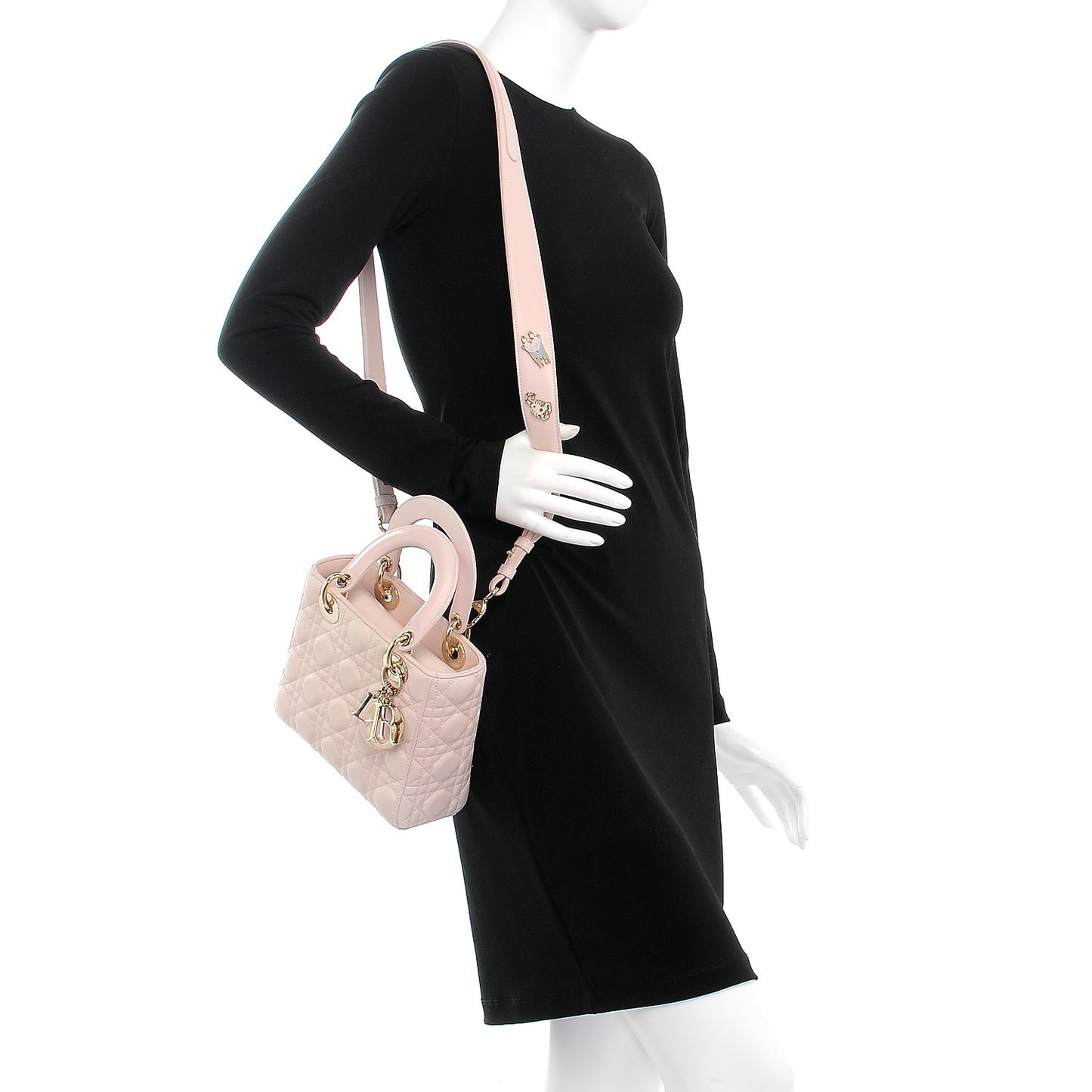Lambskin Cannage Small Lucky Badges My Lady Dior Pink