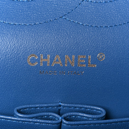 Chanel Caviar Chevron Quilted Jumbo Double Flap Blue 6 of 11