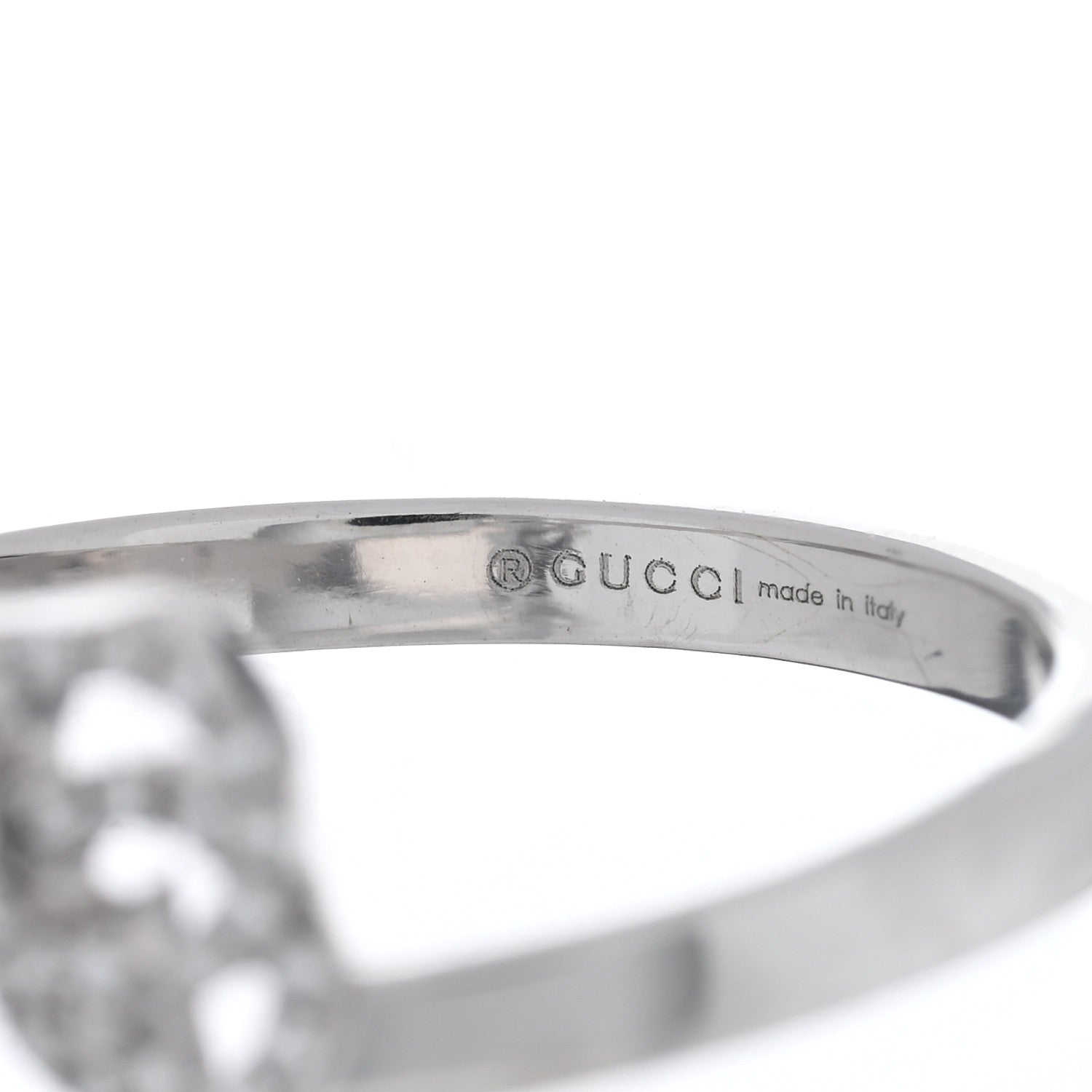 Gucci 18K White Gold Diamond Running G Ring 49 4.75 4 of 5