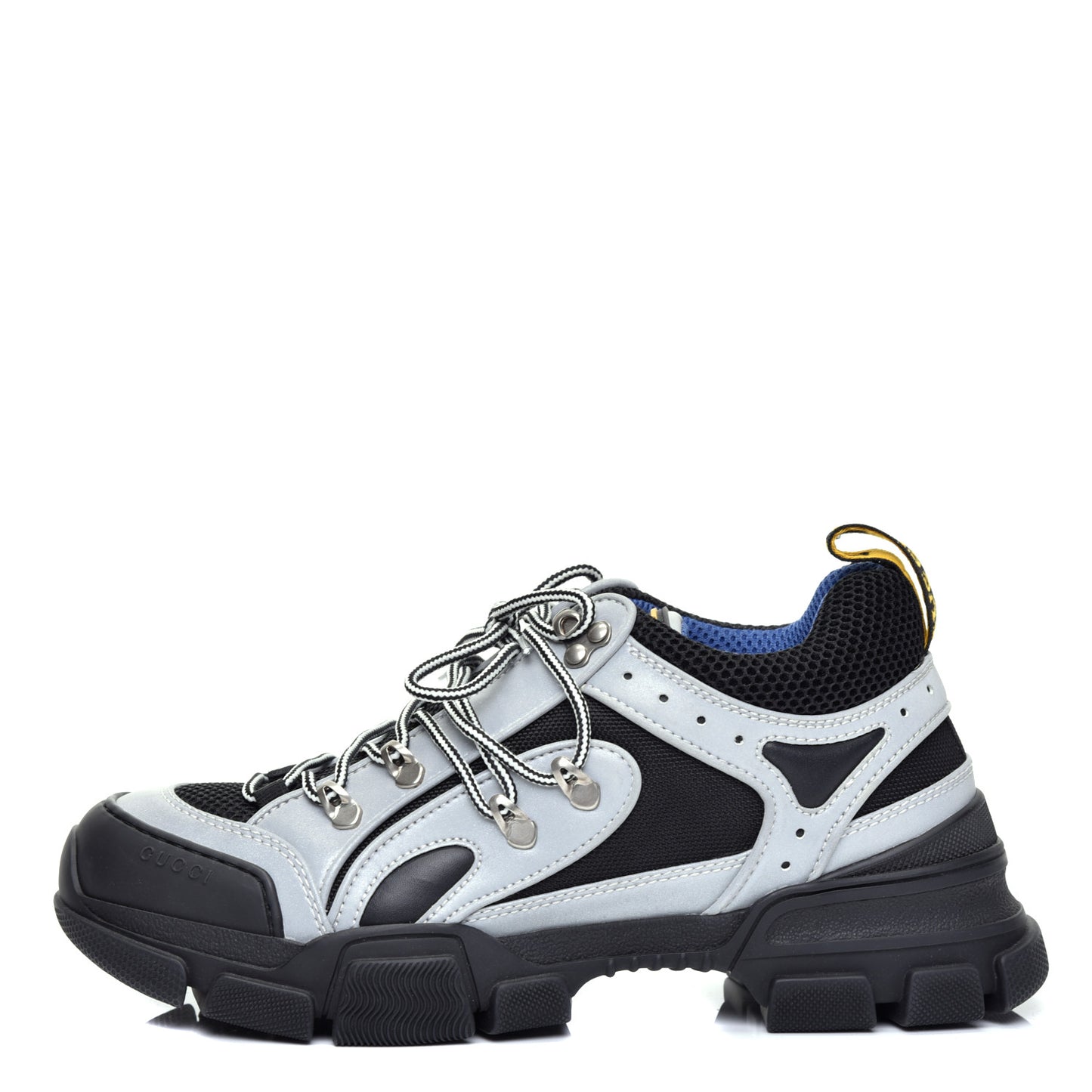 X SEGA Mesh Technical Canvas Calfskin Reflective Mens Flashtrek Sneakers 7 Silver Black
