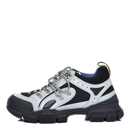 Gucci X SEGA Mesh Technical Canvas Calfskin Reflective Mens Flashtrek Sneakers 7 Silver Black 1 of 8