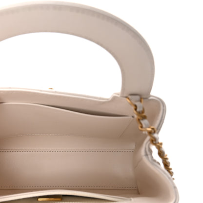 Chanel Shiny Aged Calfskin Quilted Nano Kelly Shopper White 5 of 10
