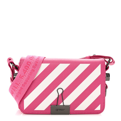 Off-White Saffiano Striped Diag Binder Clip Bag Pink White 1 of 14
