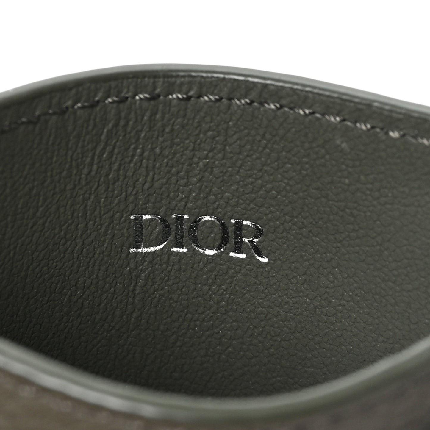 Oblique Grained Calfskin Marquetry Saddle Card Holder Green