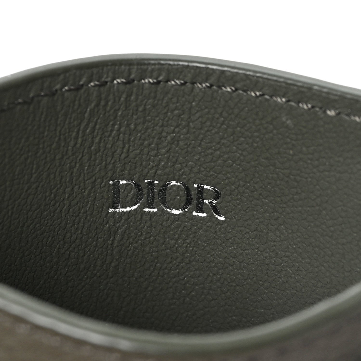 Christian Dior Oblique Grained Calfskin Marquetry Saddle Card Holder Green 6 of 7