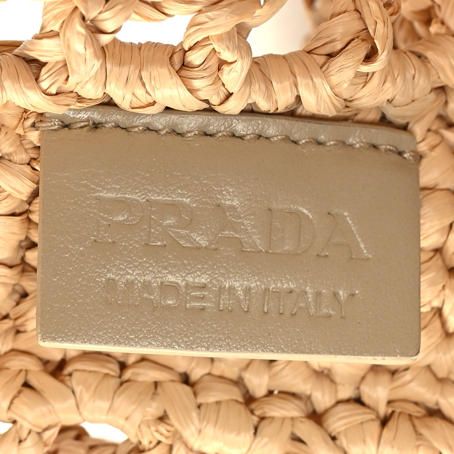 Prada Yarn Raffia Effect Crochet Logo Embroidered Tote Bag Naturale 6 of 9