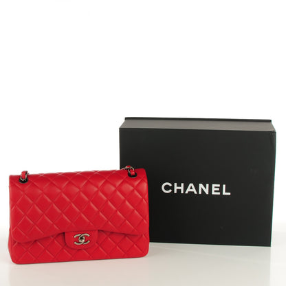 Chanel Lambskin Quilted Jumbo Double Flap Red 5 of 9