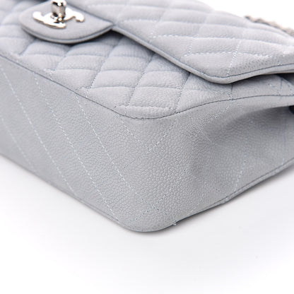 Chanel Iridescent Caviar Quilted Medium Double Flap Light Grey 9 of 14