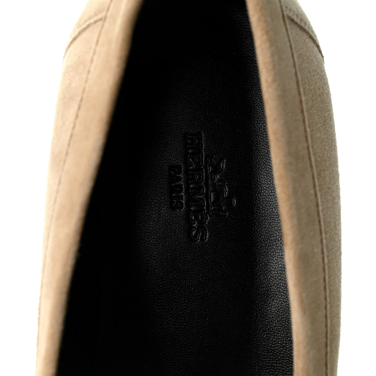 Suede Goatskin Womens Faubourg Loafers 38 Beige Argile