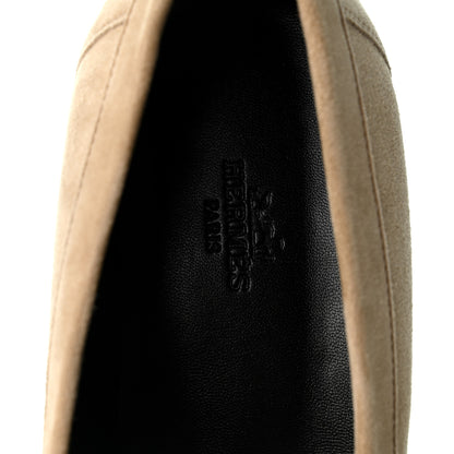 Hermes Suede Goatskin Womens Faubourg Loafers 38 Beige Argile 7 of 10