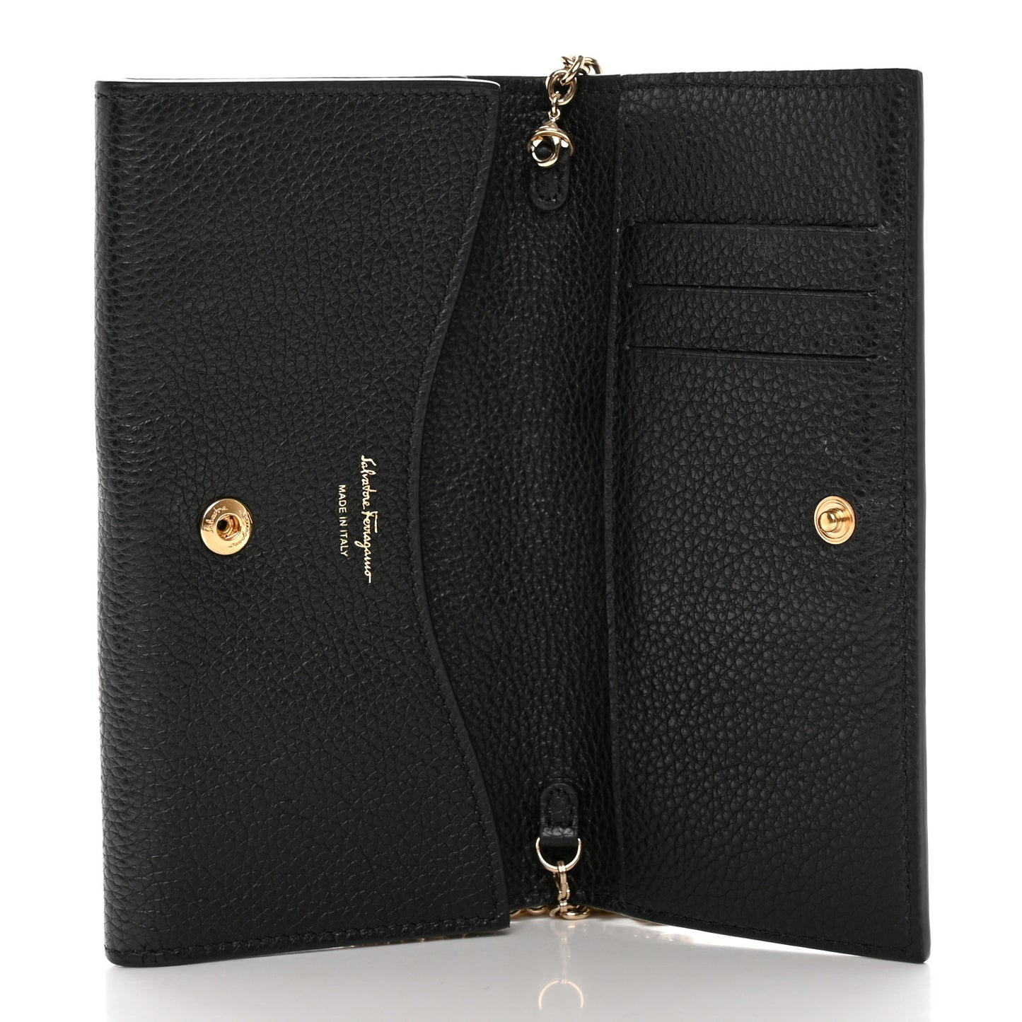 Calfskin City Wallet On Chain Black