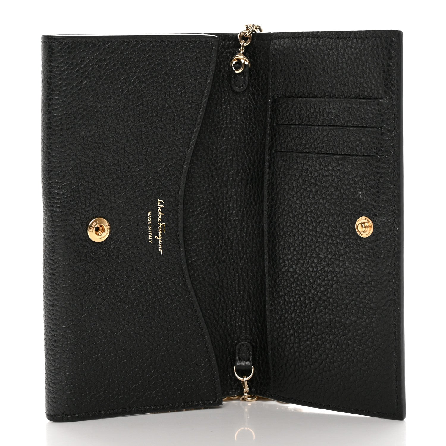 Salvatore Ferragamo Calfskin City Wallet On Chain Black 5 of 13