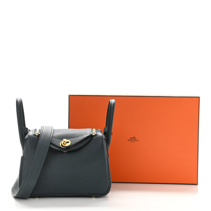 Hermes Taurillon Clemence Mini Lindy 20 Vert Cypress 10 of 10