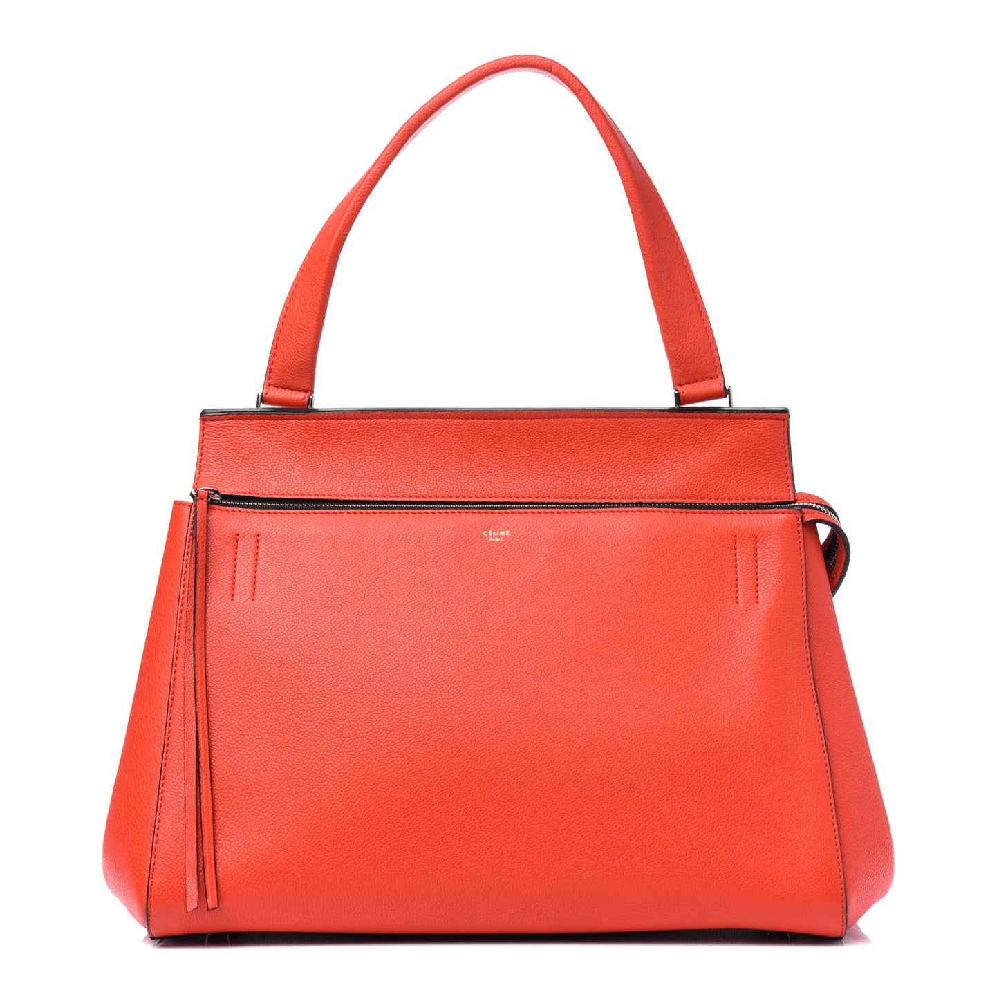Grained Calfskin Medium Edge Shoulder Bag Vermillion