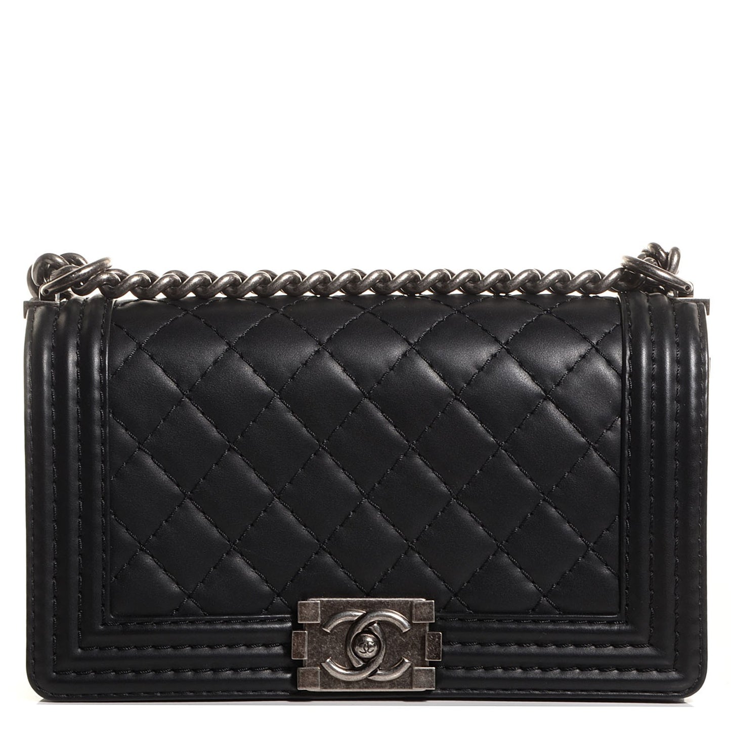 Calfskin Quilted Medium Boy Flap Black