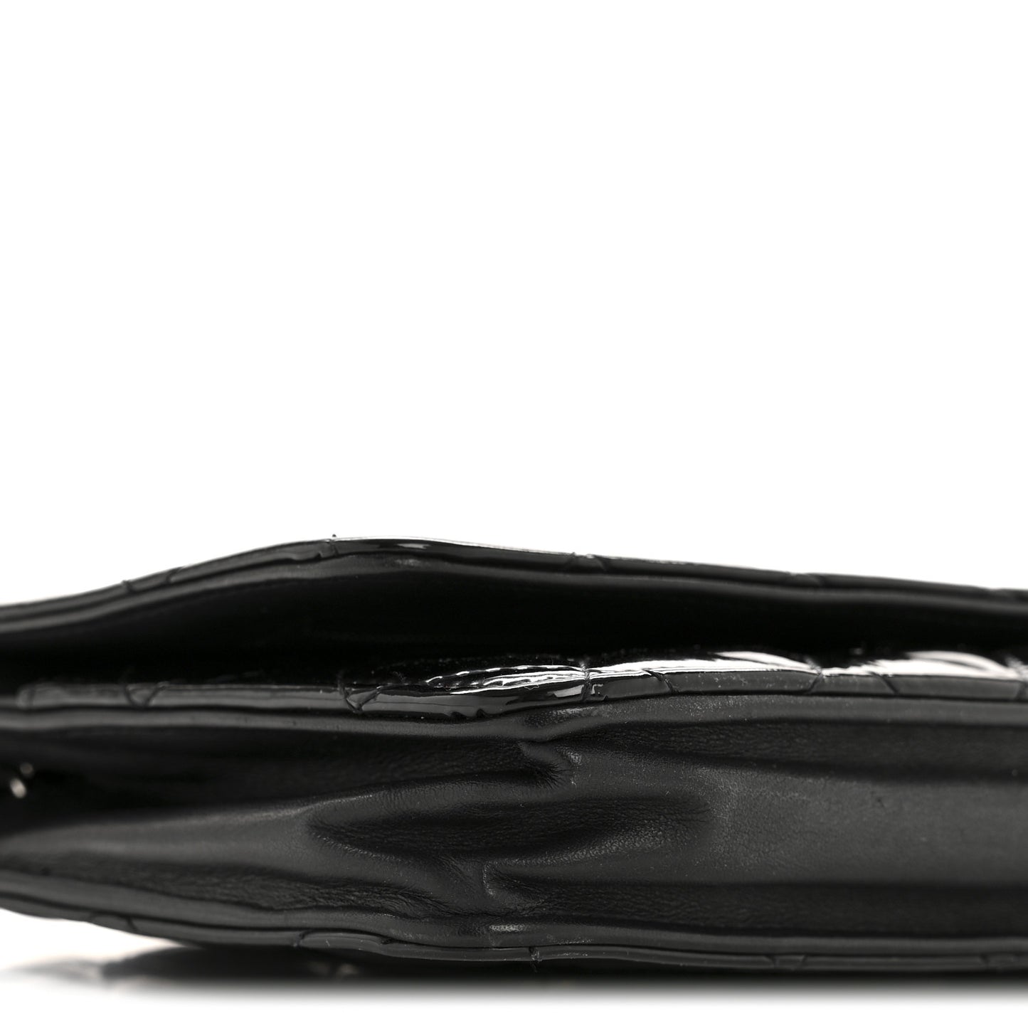Patent Quilted Wallet On Chain WOC Black