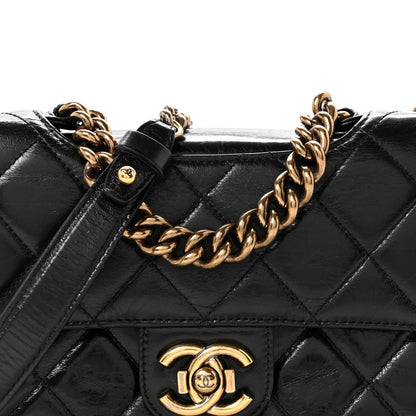 Chanel Glazed Calfskin Quilted Medium Perfect Edge Flap Black 8 of 15