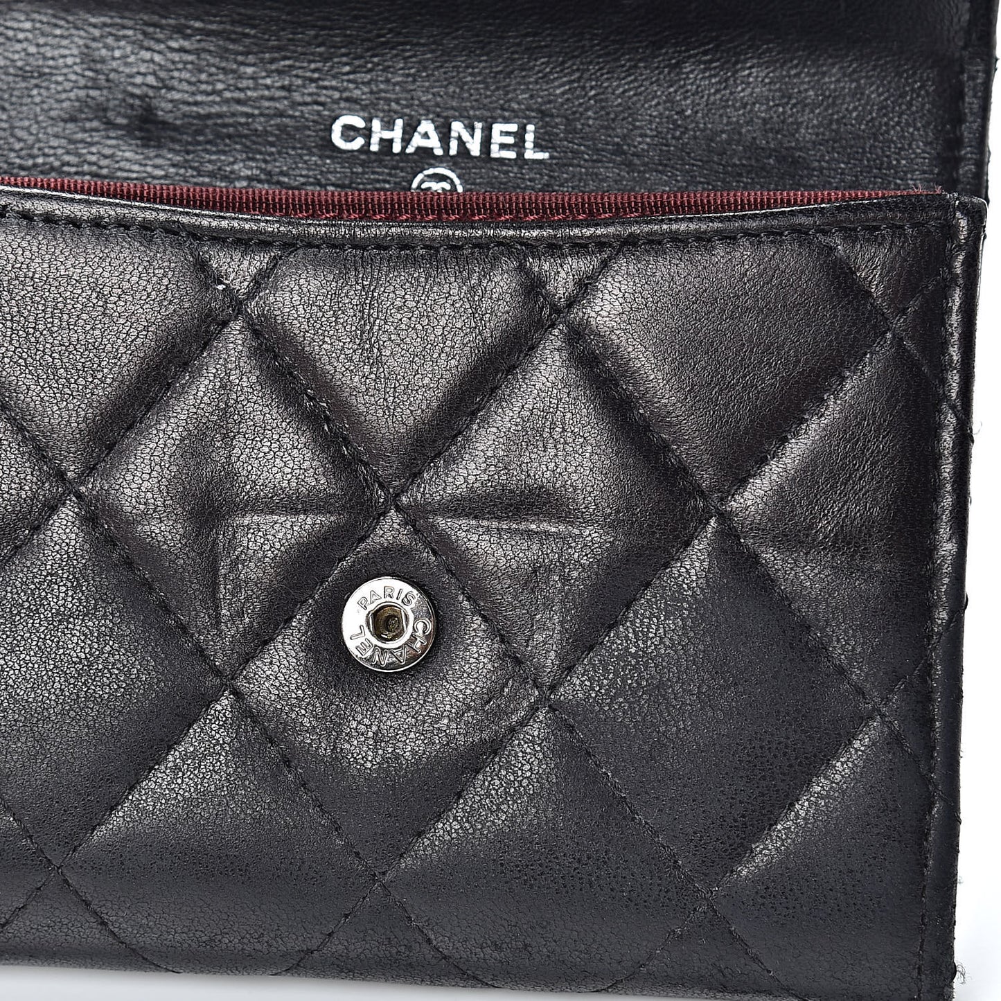 Lambskin Quilted Flap Card Holder Wallet Black