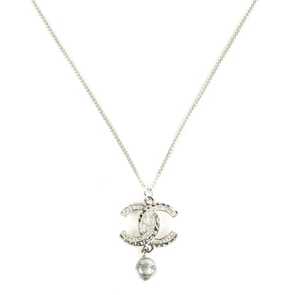 Chanel Pearl Crystal CC Necklace Silver 1 of 7