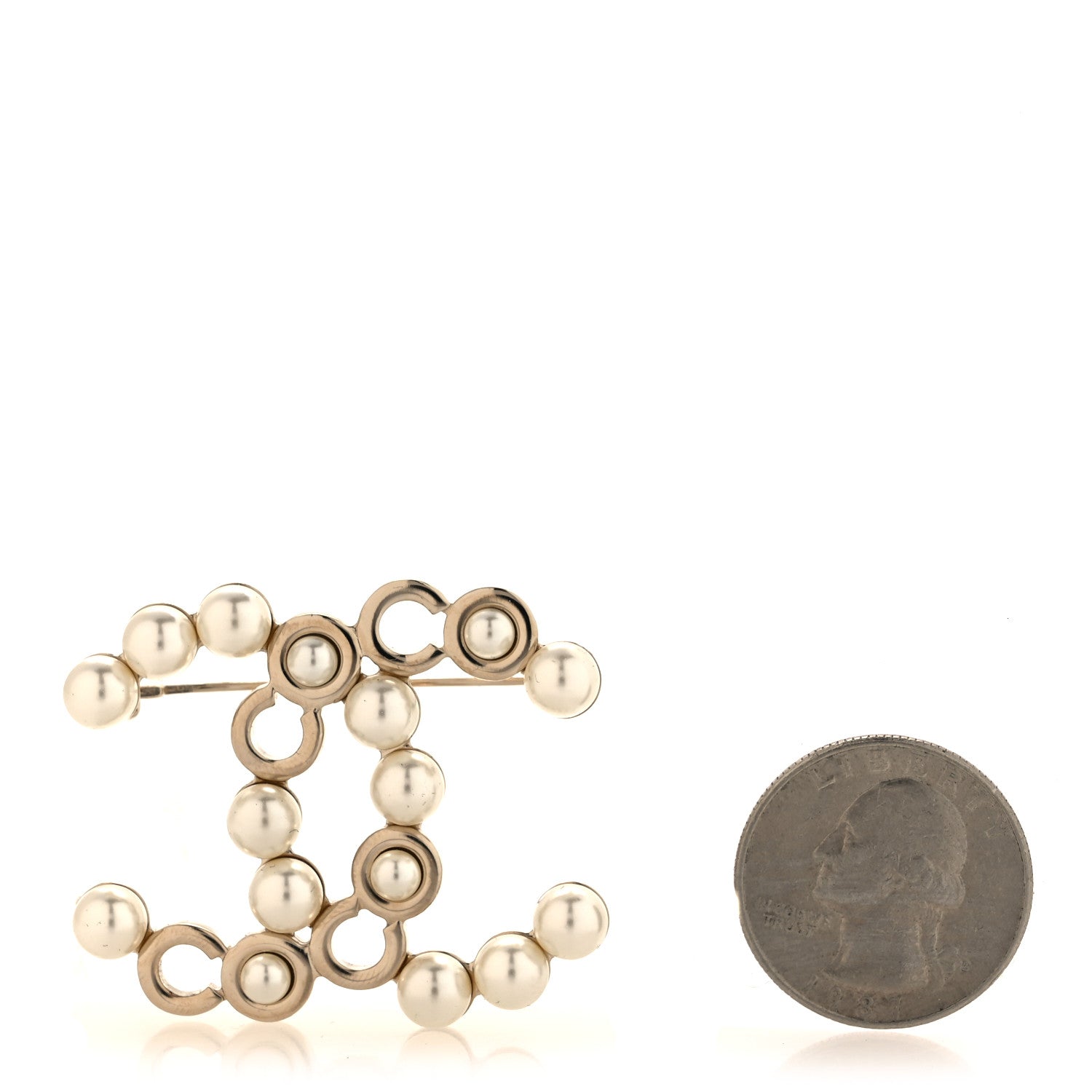 Chanel Pearl Coco CC Brooch Gold 2 of 5
