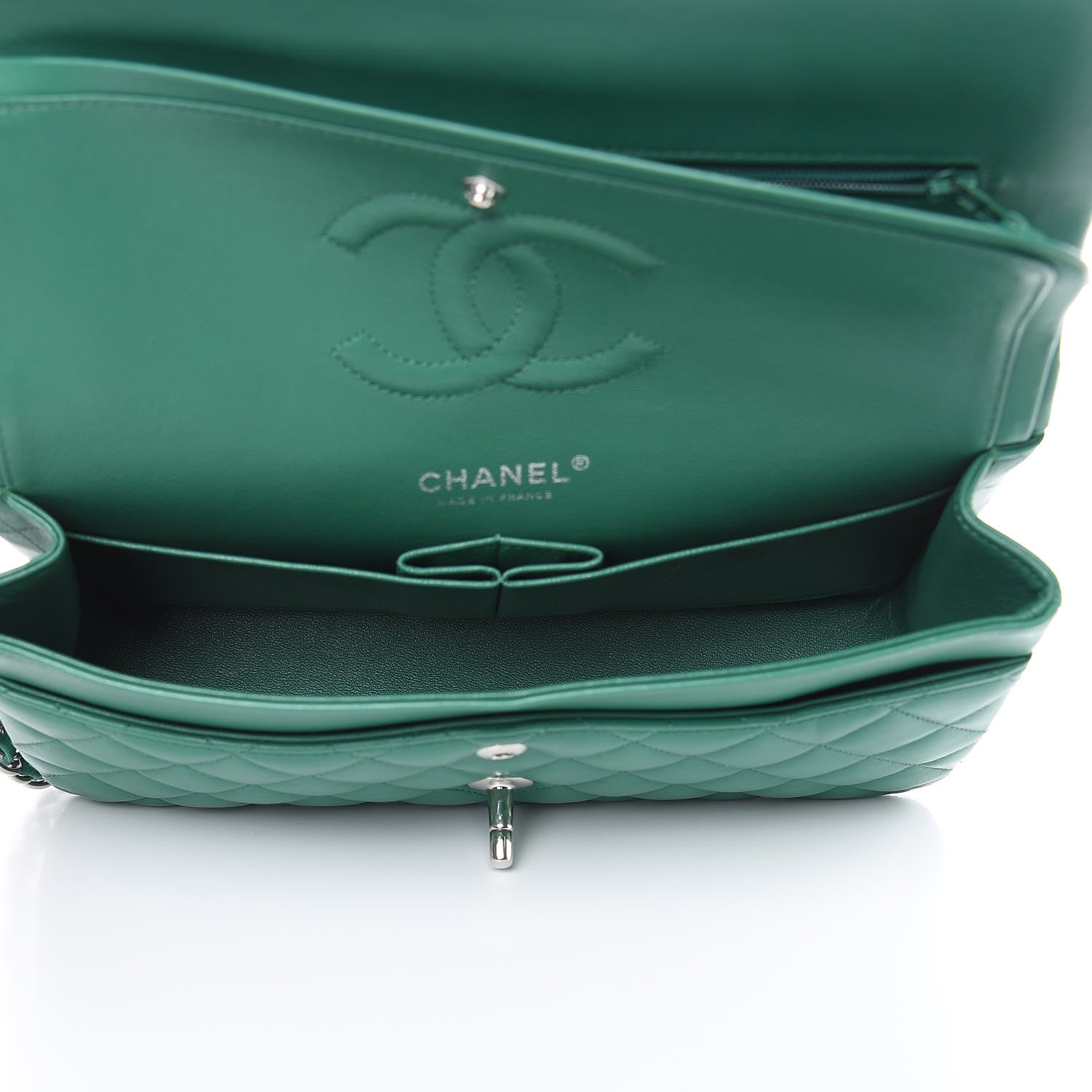 Chanel Lambskin Quilted Medium Double Flap Green 5 of 13