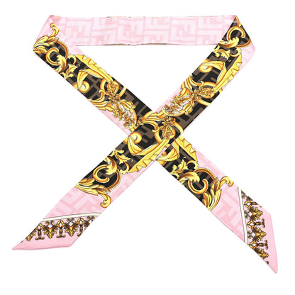Fendi X VERSACE Silk FF Baroque Fendace Wrappy Scarf Rosa Tabacco 1 of 3