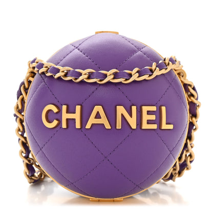 Chanel Lambskin CC Minaudiere Sphere Chain Clutch Purple 1 of 10