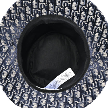 Christian Dior Velvet Oblique Large Brim Bucket Hat 57 Bleu Red 7 of 9