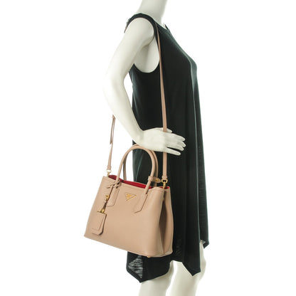 Prada Saffiano Cuir Small Double Bag Cammeo Fuoco 2 of 7