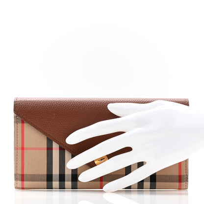 Burberry Vintage Check Grain Calfskin Halton Wallet Tan 2 of 9