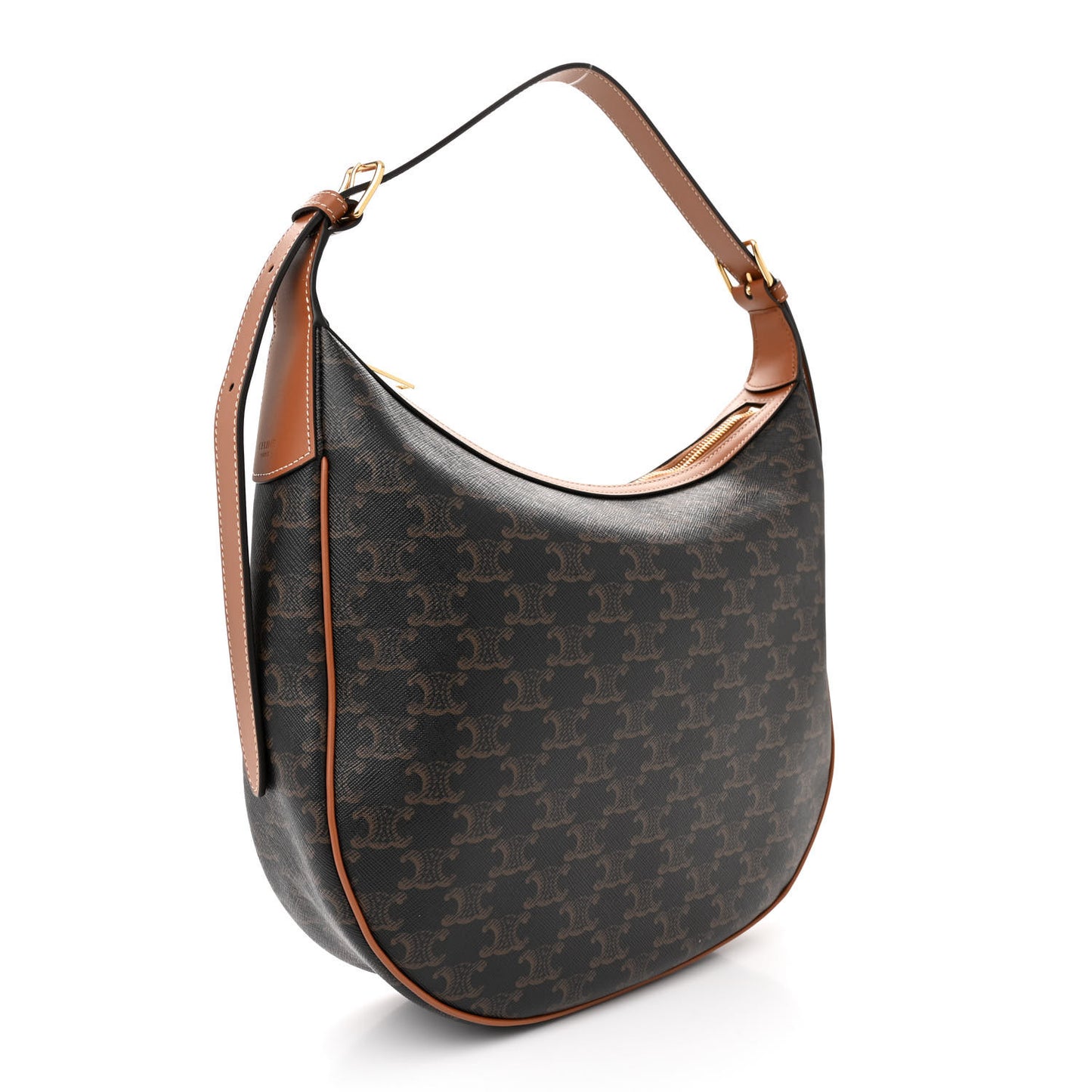 Calfskin Triomphe Canvas Heloise Shoulder Bag Tan
