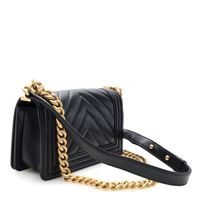 Chanel Lambskin Chevron Quilted Small Boy Flap Black 3 of 10