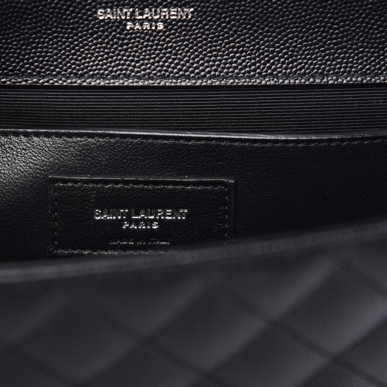 Saint Laurent Grain De Poudre Textured Mixed Matelasse Triquilt Medium Monogram Satchel Black 6 of 8