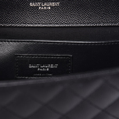 Saint Laurent Grain De Poudre Textured Mixed Matelasse Triquilt Medium Monogram Satchel Black 6 of 8