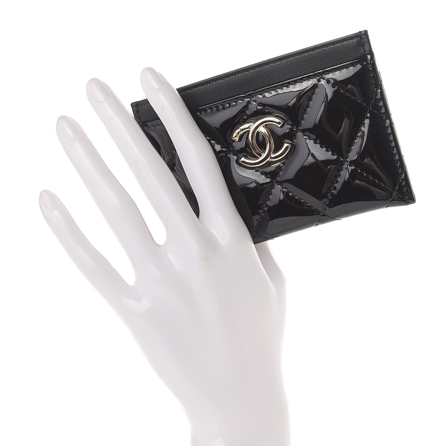 Chanel Patent Calfskin Quilted Card Holder Black 2 of 12
