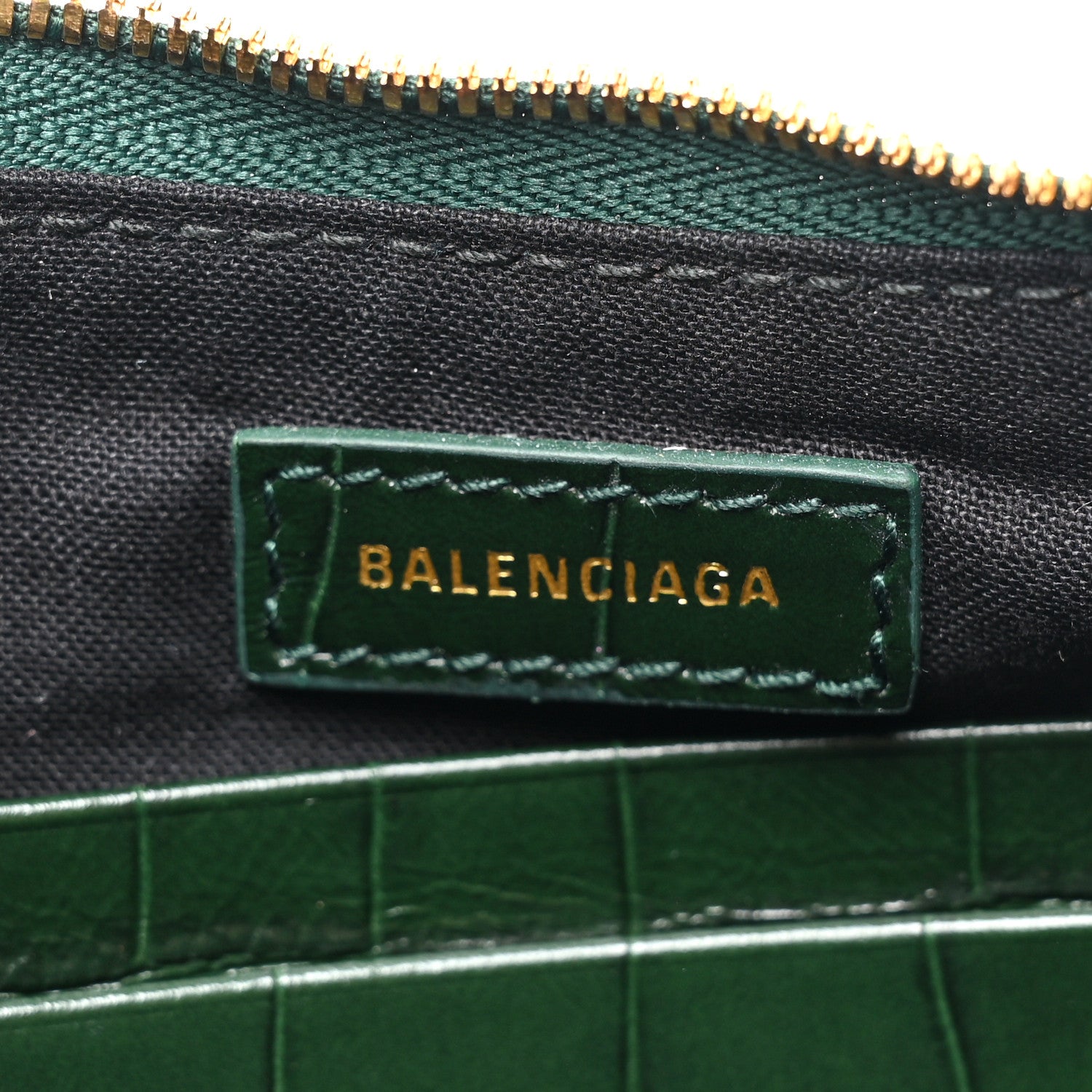 Balenciaga Extra Supple Calfskin Crocodile Embossed Mini Le Cagole Purse With Chain Forest Green 6 of 10