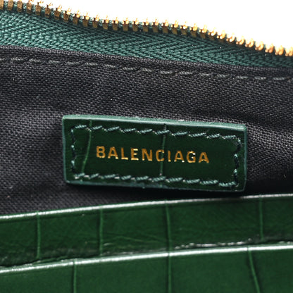 Balenciaga Extra Supple Calfskin Crocodile Embossed Mini Le Cagole Purse With Chain Forest Green 6 of 10