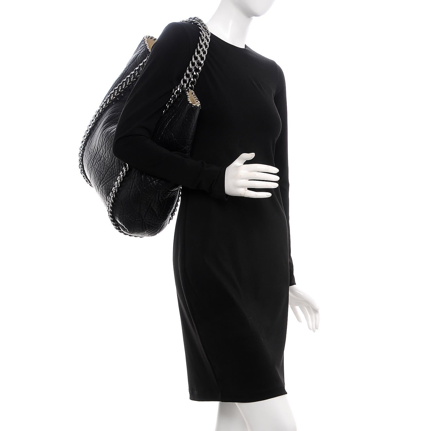 Stella McCartney Shaggy Deer Shearling Chain Falabella Tote Black 2 of 6