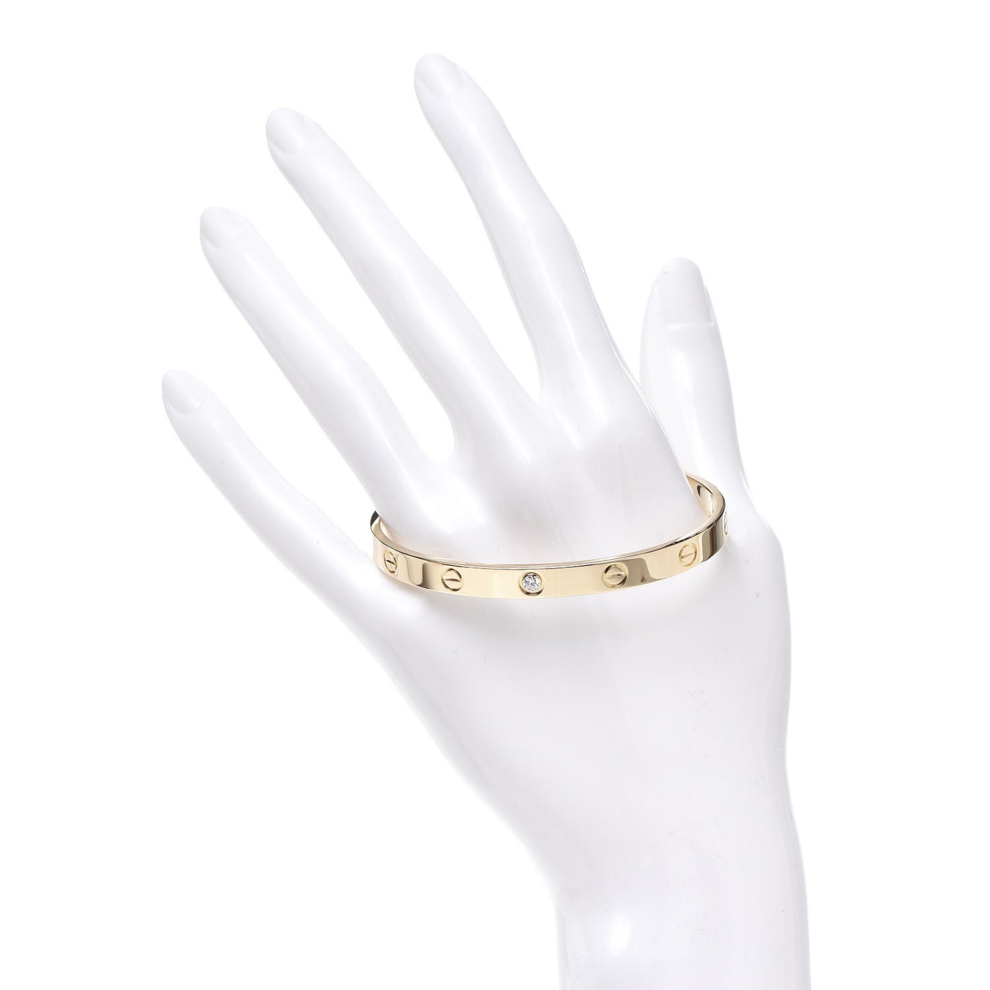 18K Yellow Gold 1 Diamond LOVE Cuff Bracelet 18