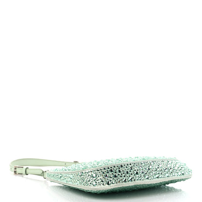 Prada Satin Crystal Cleo Adjustable Strap Shoulder Bag Acqua 4 of 11