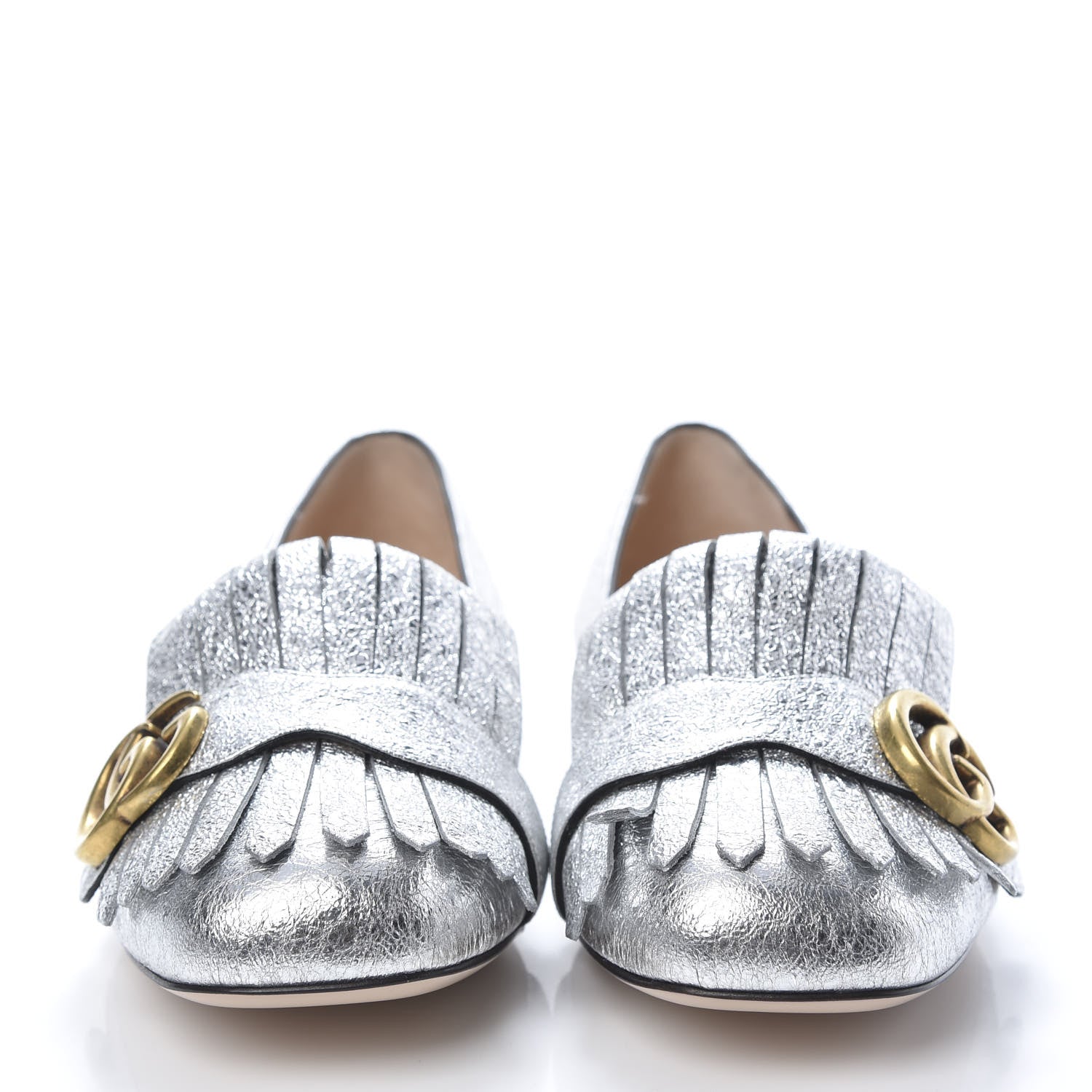 Gucci Galassia GG Marmont Fringe Flats 39 Argento 2 of 8